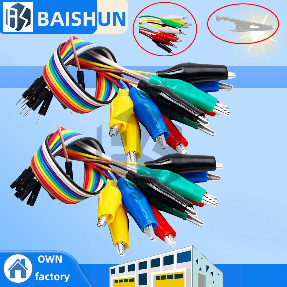 Male Female Alligator Clip Test Cable 10Pin Dual Head Jumper Wires Zpaxo