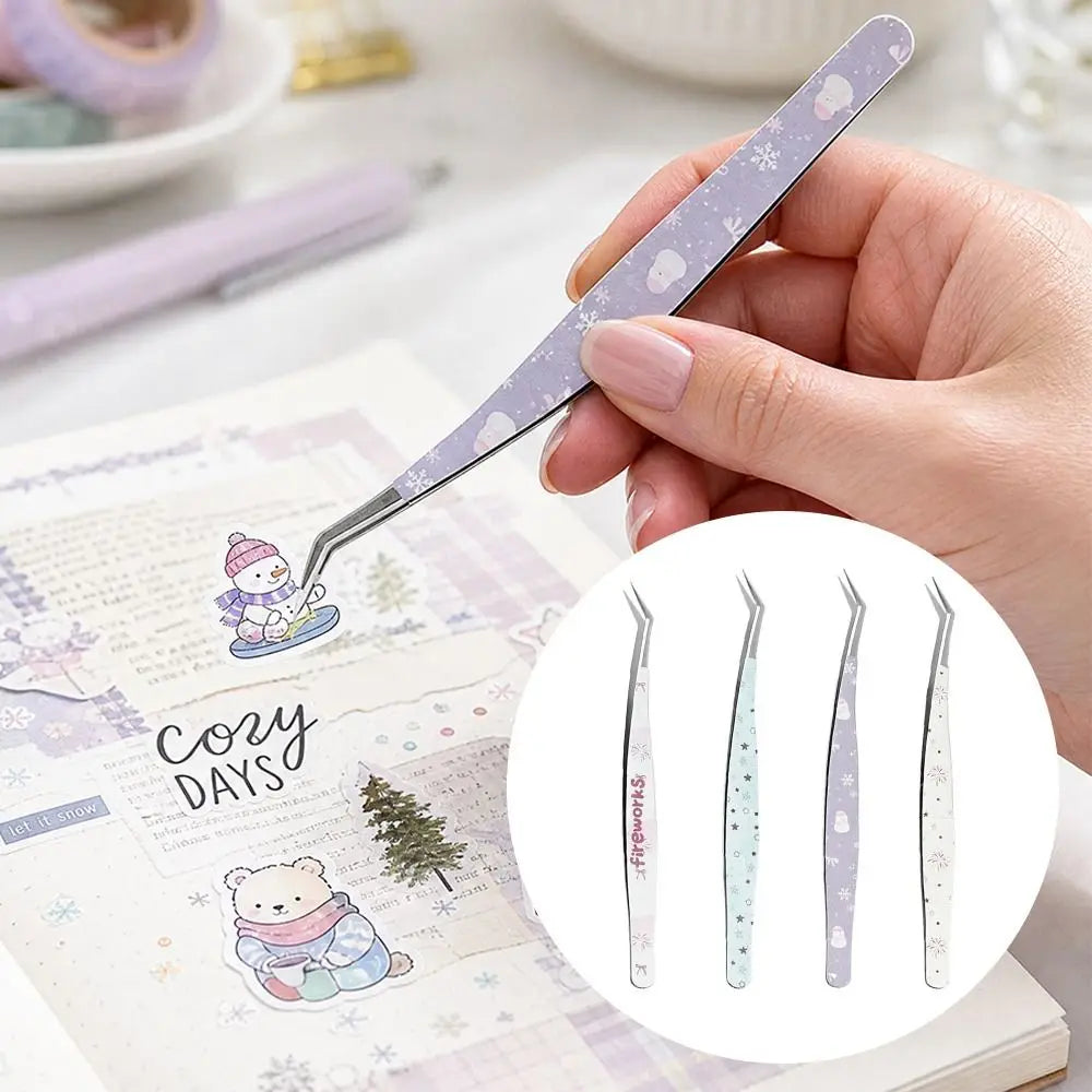 Stainless Steel Curved Stickers Tweezers Precision Anti-static False Zpaxo
