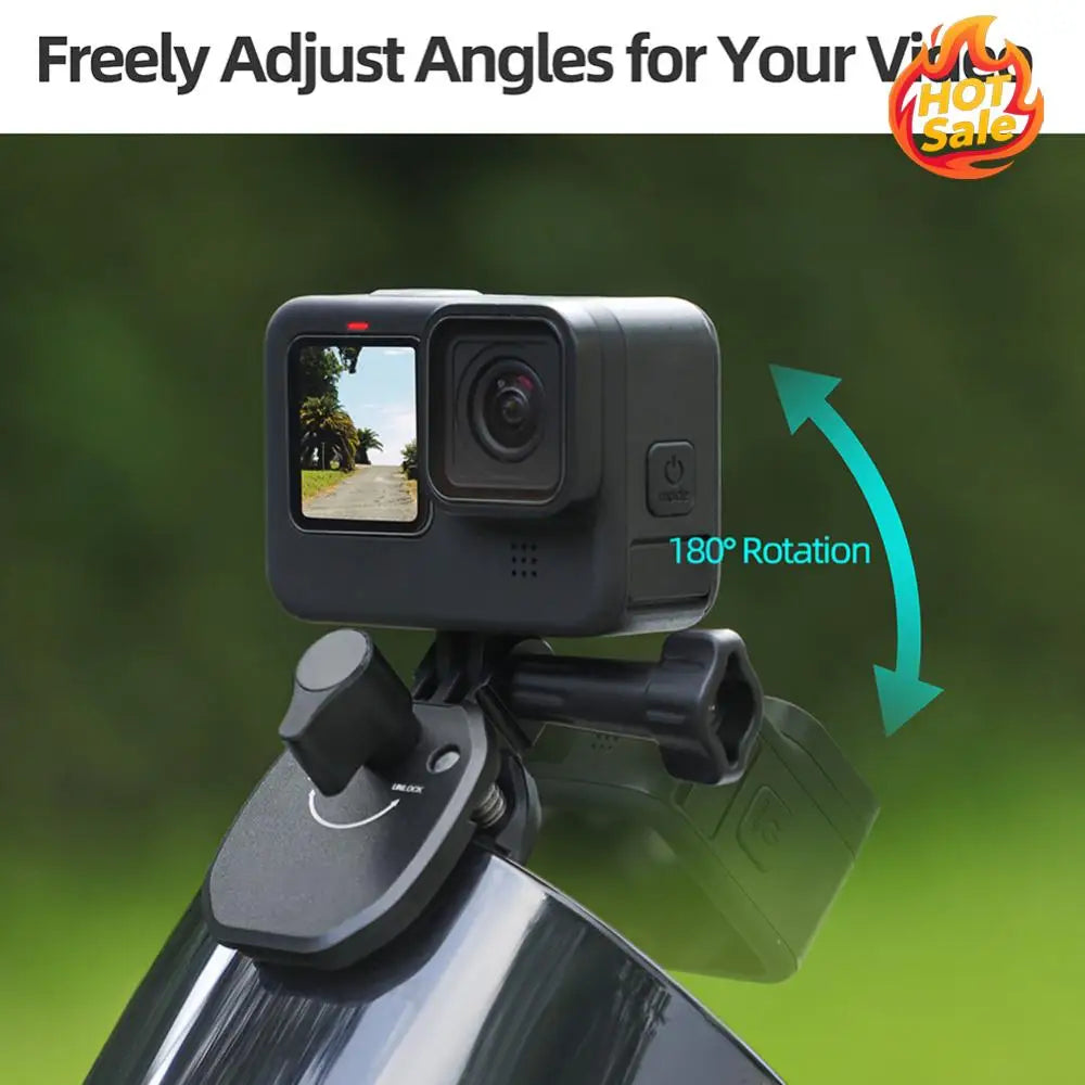 Motorcycle Windshield Clip Aluminum Alloy Mount Motorbike Windscreen Clamp Mount Bike Windshield Camera Clip for DJI Action 4 Zpaxo