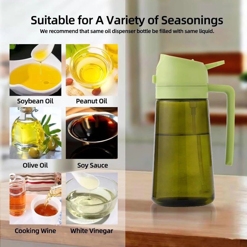Olive Oil Dispenser Plastic Bottle for Kitchen Gadgets Air Fryer Accessories Olive Oil Sprayer Cooking Light-Blocking Dark Green Zpaxo
