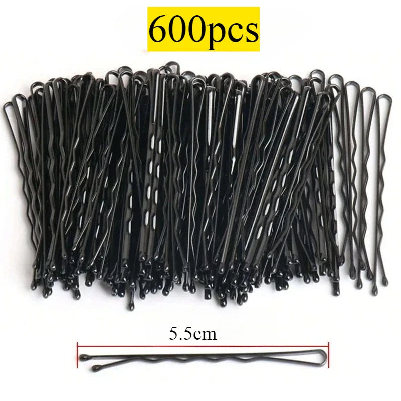 50- Black Pins Non-slip Hairpins Women Durable Metal Straight Line Zpaxo 600pcs