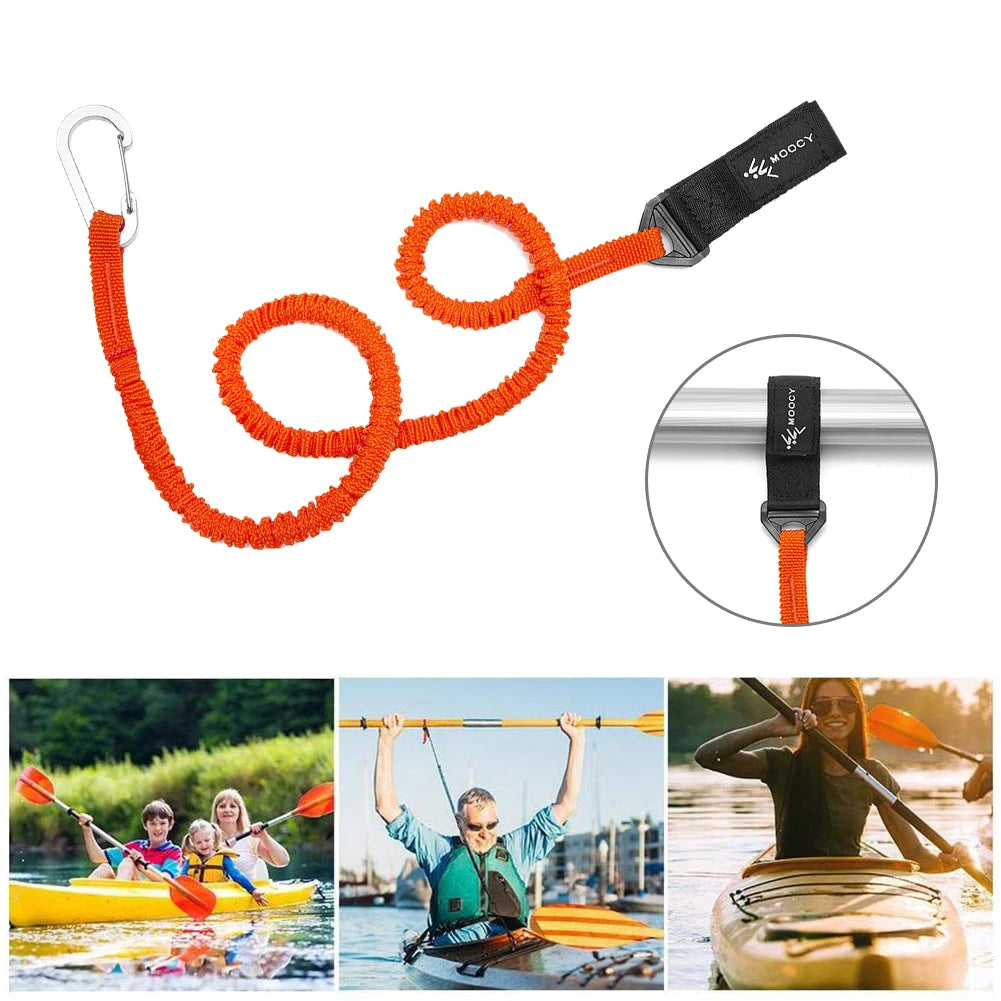 Kayaks Paddle Lanyard Stretchable Coiled Carabiner Fishing Tool Rod