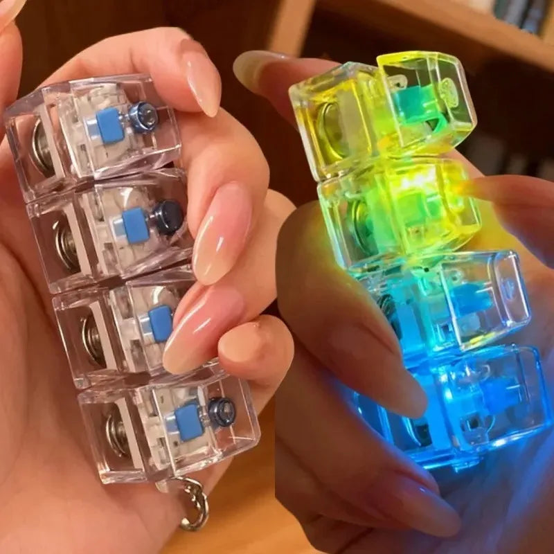 Light Up Keyboard Key Keychain Stress Relief Fidget Toy Clickable Button with LED Light Zpaxo