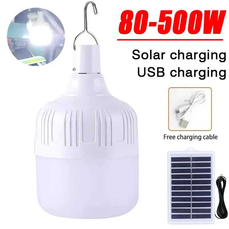 Solar & USB LED Camping Bulb – Portable Outdoor Emergency Light