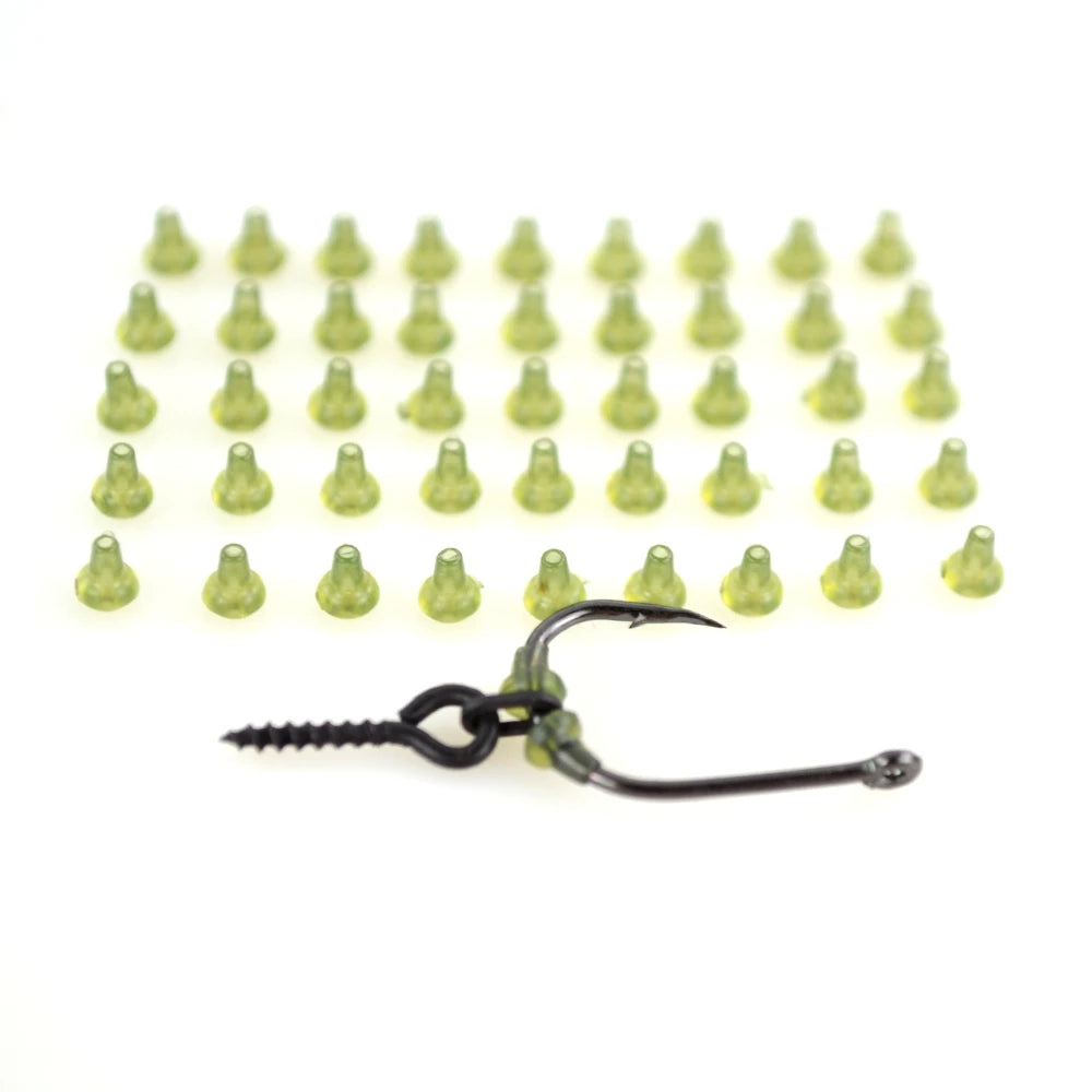 Hirisi 50pcs Rubber Fishing Rigs Fish Hook Stopper Terminal Tackle Accessories AH036 Carp Fishing Positioning Bead Buffer Beans Zpaxo