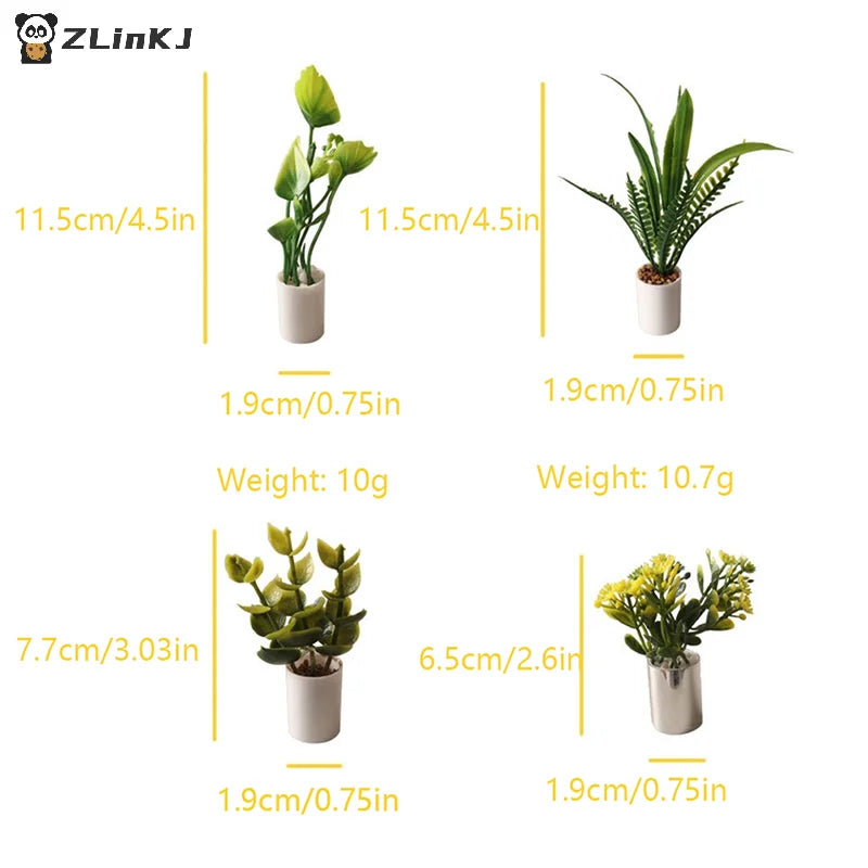 ▶1Pcs 1:12 Dollhouse Simulation Green Plant Potted Model Doll Home Living Room Decoration Micro Landscape Garden Scene Ornament Zpaxo
