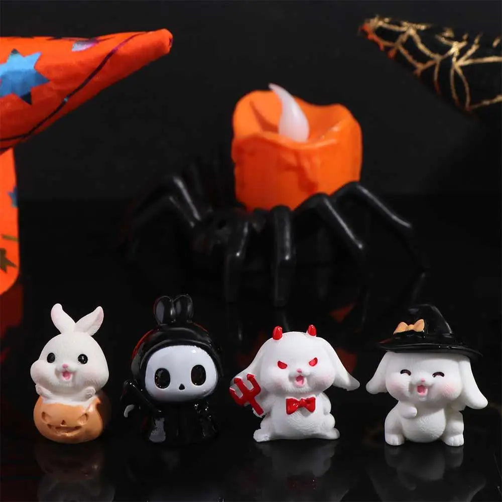 Rabbit Halloween Micro Figurine Ornaments Ghost Pumpkin Decorations Zpaxo
