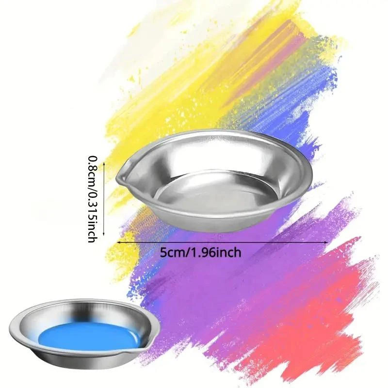 1-10pcs Stainless Steel Painting Palette Spouted Color Bowls Oil Paint Trays Paint Color Mixing Cups For Art Stationery Supplies Zpaxo