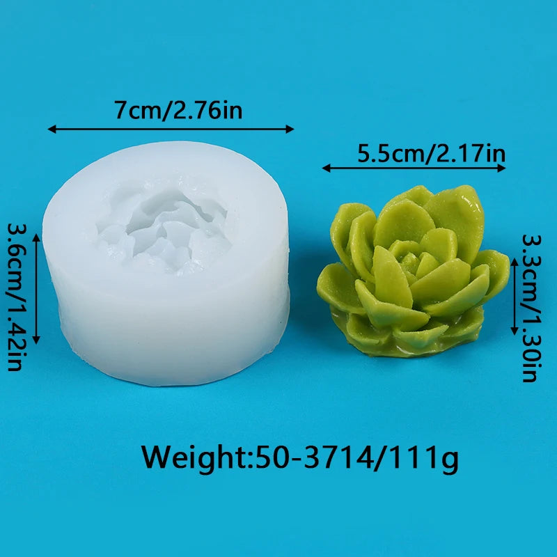 Succulents Candle Silicone Mold 3D Cactus Succulent Plants Soap Aroma