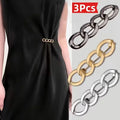 4-in-1 No-Sew Waist Buckle: Adjustable Belt for Jeans & Dress Sleeves. 3pcs Alloy Snap Fastener, Fits Most Waistbands. Zpaxo black