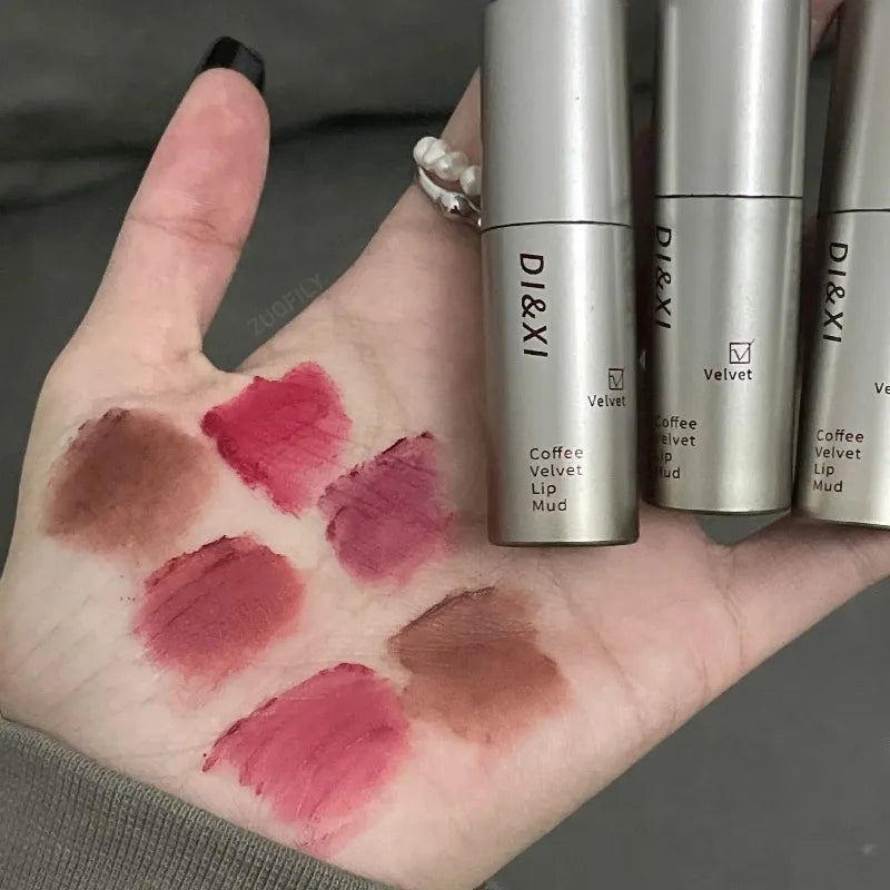 Dark Brown Silver Tube Lip Gloss Matte Velvet Waterproof Liquid