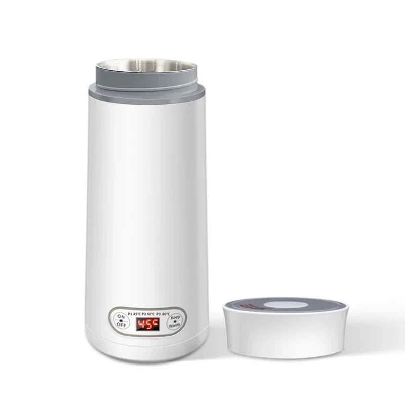 Portable Electric Kettle travel Kettle Stainless Steel Mini Electric Water Bottle Cup For Boil Hot Water Baby Milk Powder Zpaxo 200636white EU