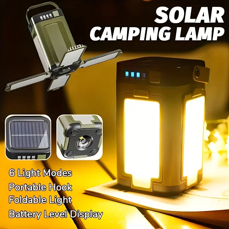 Solar Outdoor Portable Camping Light Charging Foldable 2000mah Power Zpaxo
