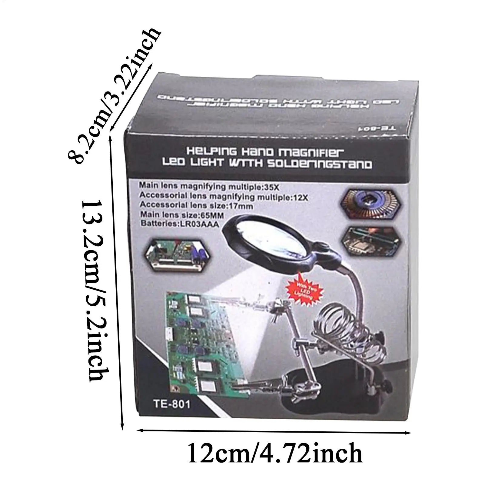 LED Helping Hands Soldering Station Magnifying Glass Clips Adjustable