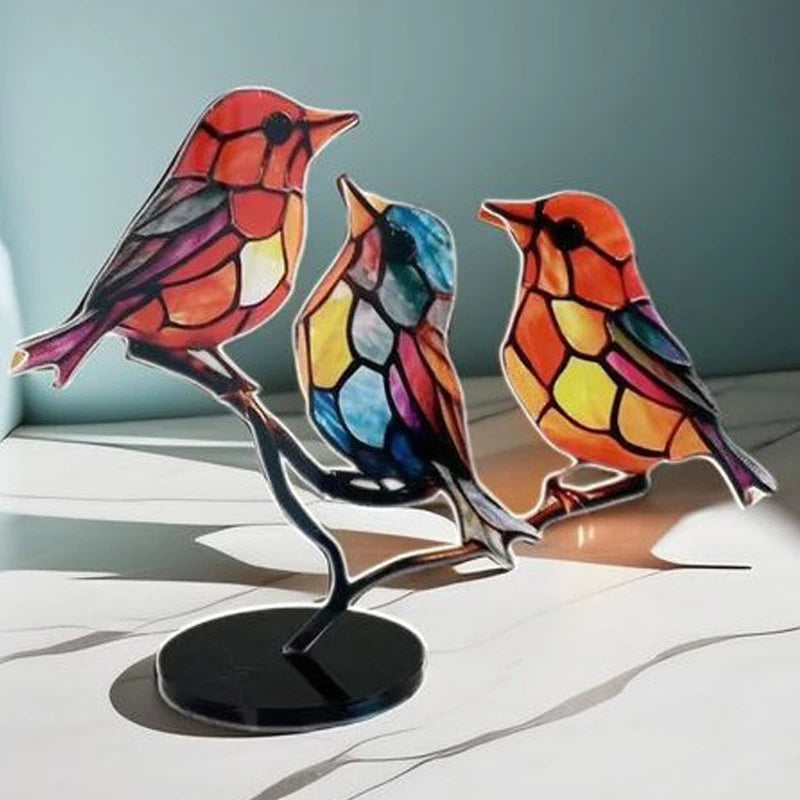 Colourful Bird Desktop Decoration Acrylic Home Cubic Small Ornament