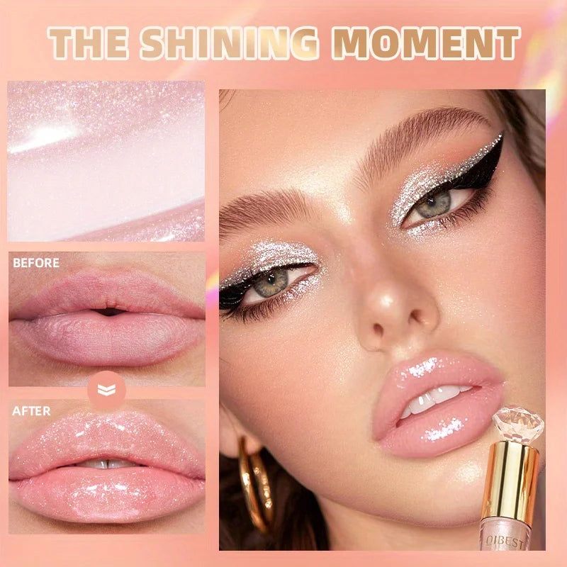 Shiny lip gloss, sparkling crystal, water-permeable and long-lasting color rendering, light and rich Zpaxo