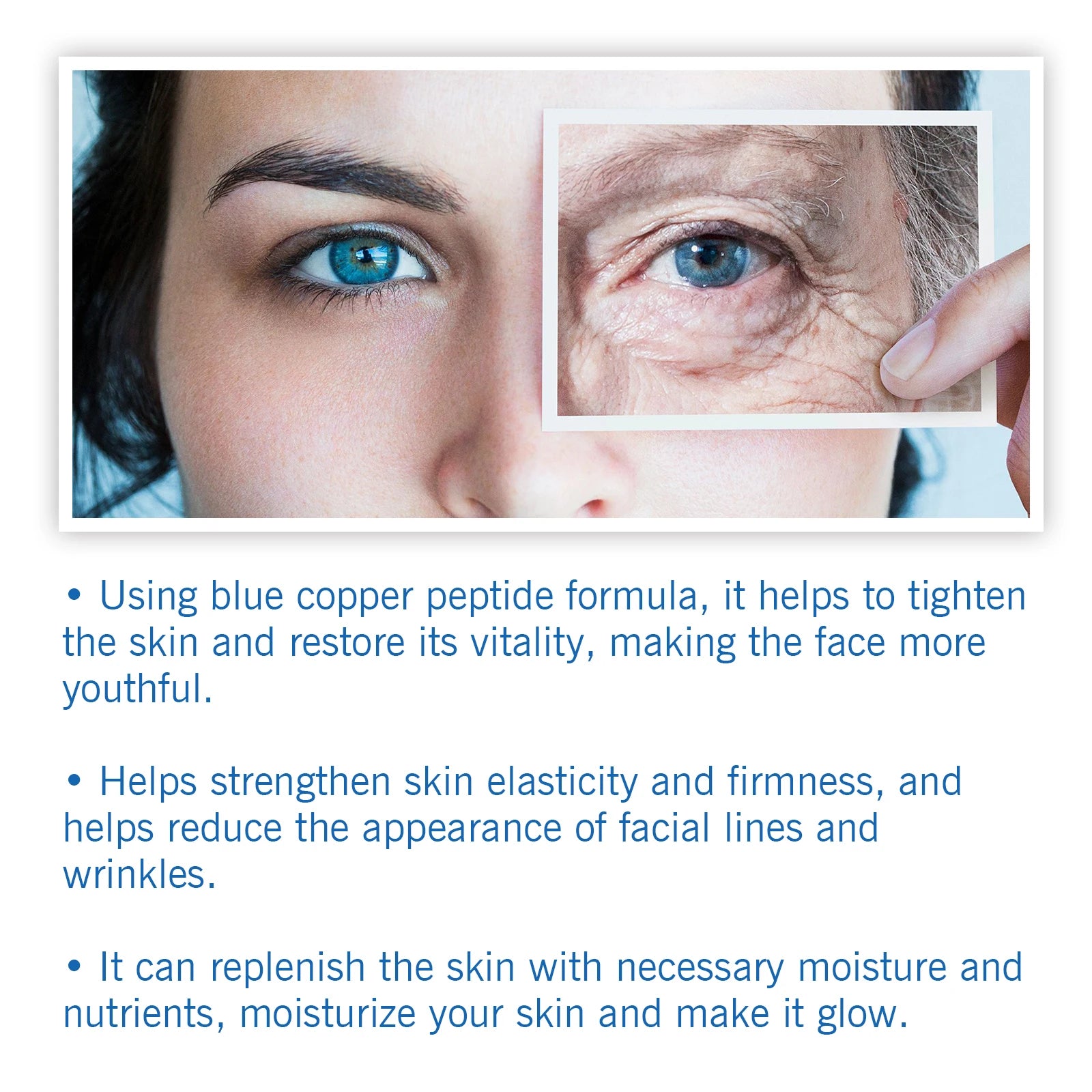 Blue Copper Peptide Firming Essence Skin Tightening Rejuvenating Hydrating Firming Face Serum Improves Texture Fast Absorbing Zpaxo