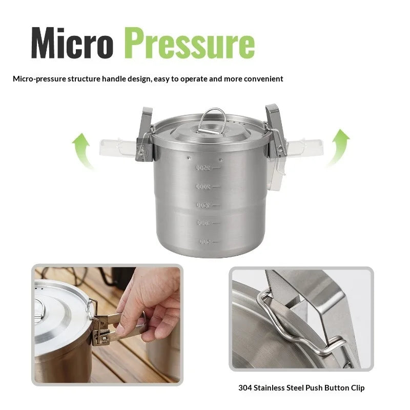 Outdoor 304 Stainless Steel Pot Camping Picnic Equipment Complete Set of Cooking Utensils Portable Hanging Pot Boiling Pot Zpaxo