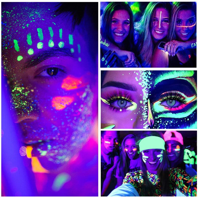 Glow Dark Face Paint Shimmer Eyeliner UV Neon Body Sticks Marker Zpaxo