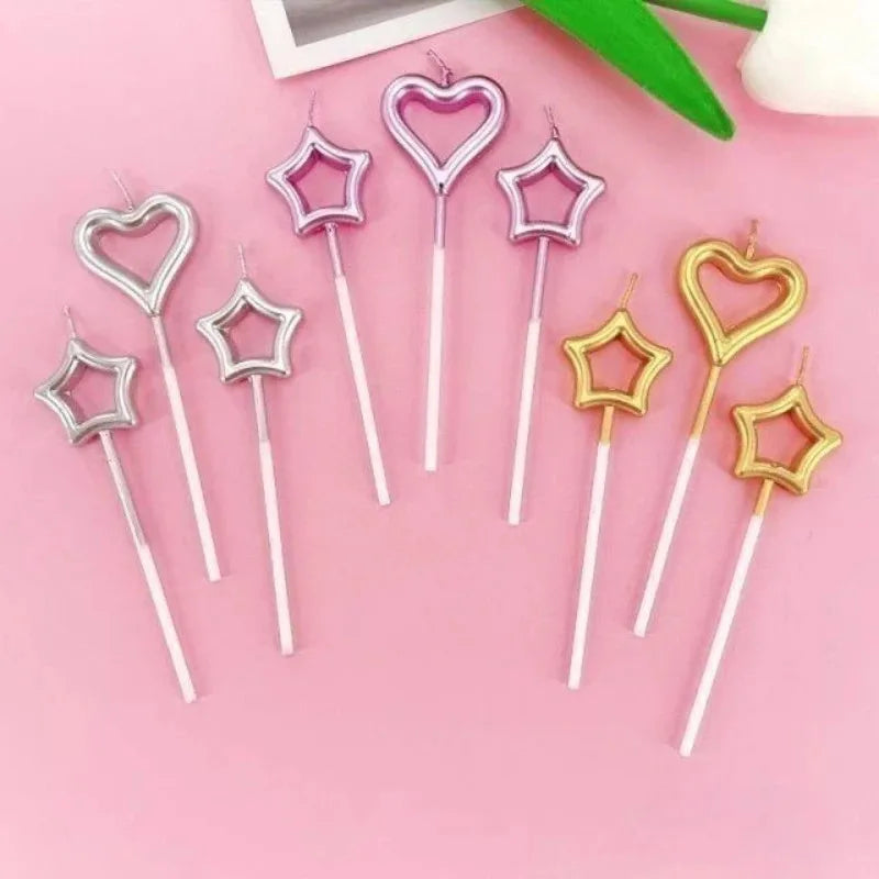 3-Piece Heart Star Candle Wedding Birthday Cake Decorative Candles