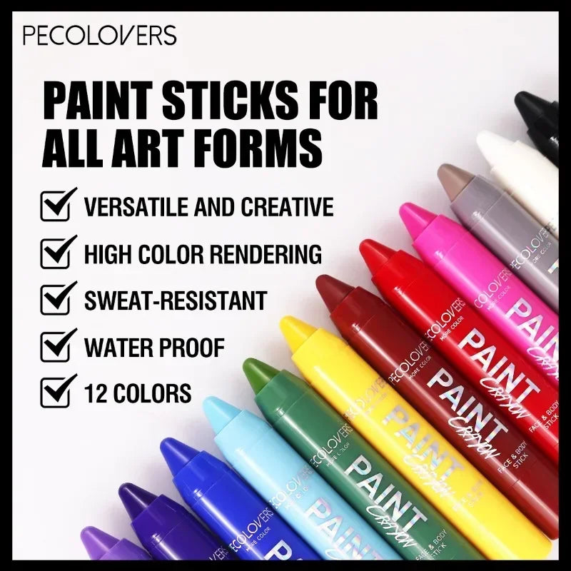 1PC Face and Body Paint Sticks - Sweatproof, Long-lasting, Matte Finish, Multi-color Suitable for Parties Zpaxo