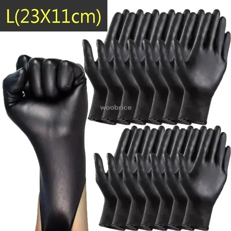 50/100/200pcs Disposable Black Nitrile Gloves, Kitchen, Tattoo, Hair Dye Gloves, Food Processing, Household Small Tools Zpaxo L-23x11cm 100PCS (50 pairs)