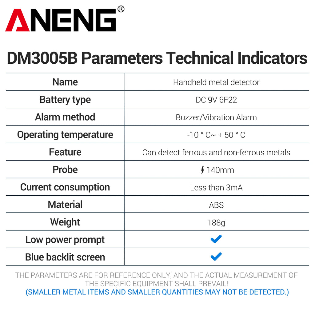 ANENG DM3005B 3-in-1 Handheld Blue Backlight Sound Vibration Dual