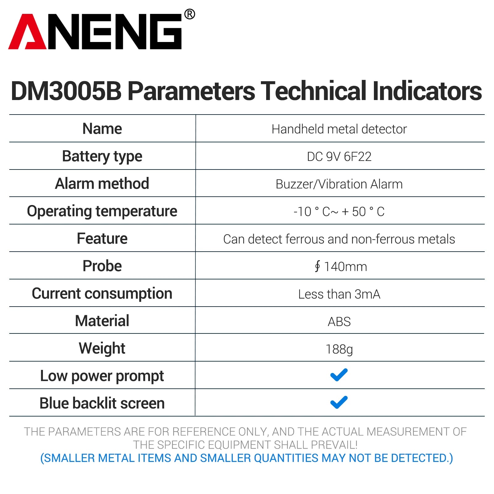 ANENG DM3005B 3-in-1 Handheld Blue Backlight Sound Vibration Dual