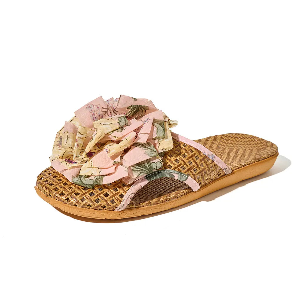 Summer Women Linen Slippers Lightweight Indoor Home Antislip Bedroom Zpaxo Pink 39-40