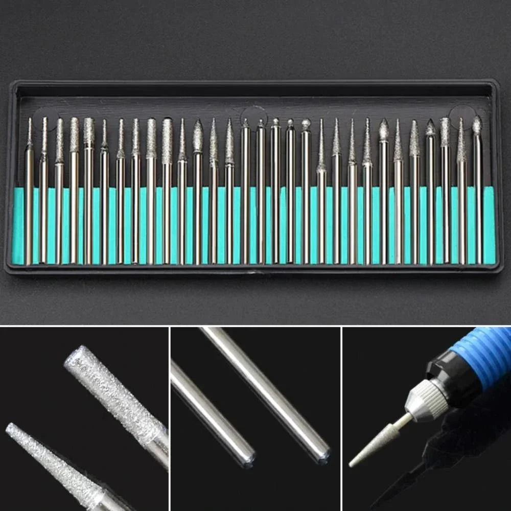 Diamond Dremel Carving Bits Wood Stone Bone Engraving Burr Bit