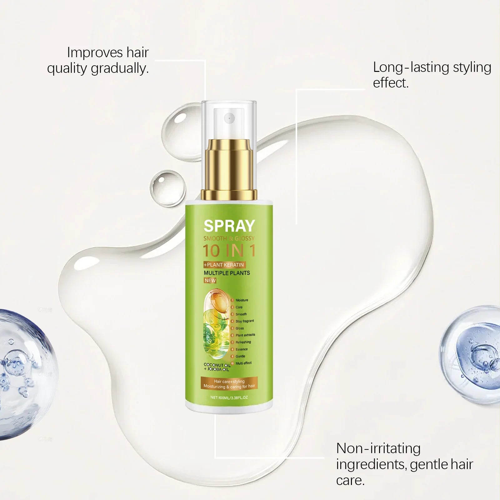 Natural Hair Care Spray Volumizing Smooth Shiny Moisturizing Anti-Frizz Hair Spray for Damaged Hair Easy Styling Conditioner Zpaxo