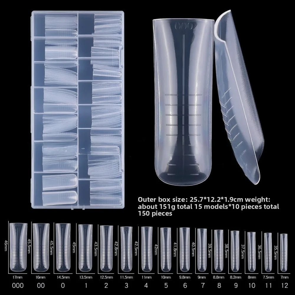 Coffin Shape Sandwich Nail Forms Natural Clear Almond Art Tips Zpaxo 92-