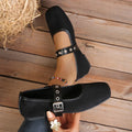 Spring Autumn Women's Square Closed Toe Comfortable Single Shoes Zpaxo black 43