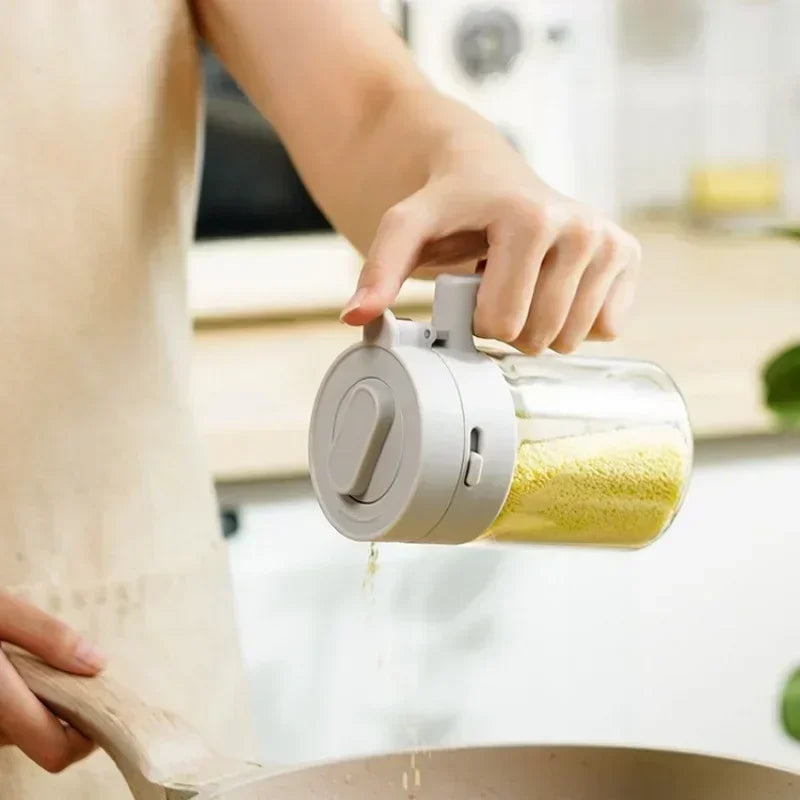 2 in 1 Household kitchen Moisture-Proof Seasoning Jar Salt Container Glass Spice Bottle Spoon separation Glass Seasoning Can liy Zpaxo