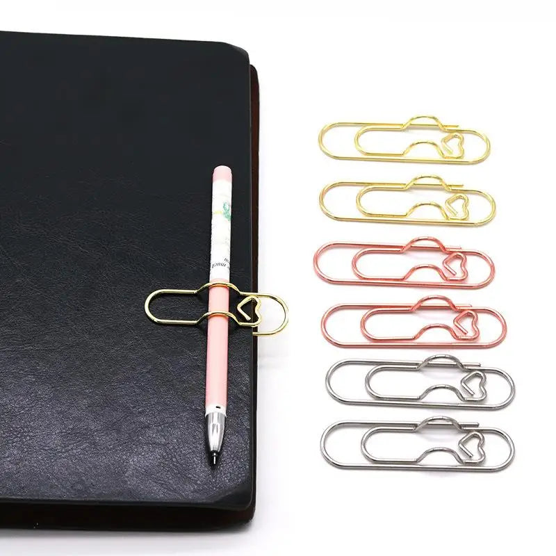 5-Pack Heart Shaped Metal Pen Clips – Notebook Fasteners