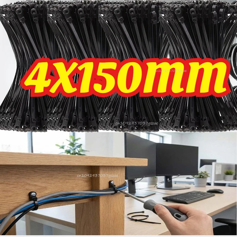 Screw Hole Cable Ties Reusable Fixed Nylon Cable Ties Self-locking Cord Ties Straps Fastening Loop Office Organizer Zpaxo