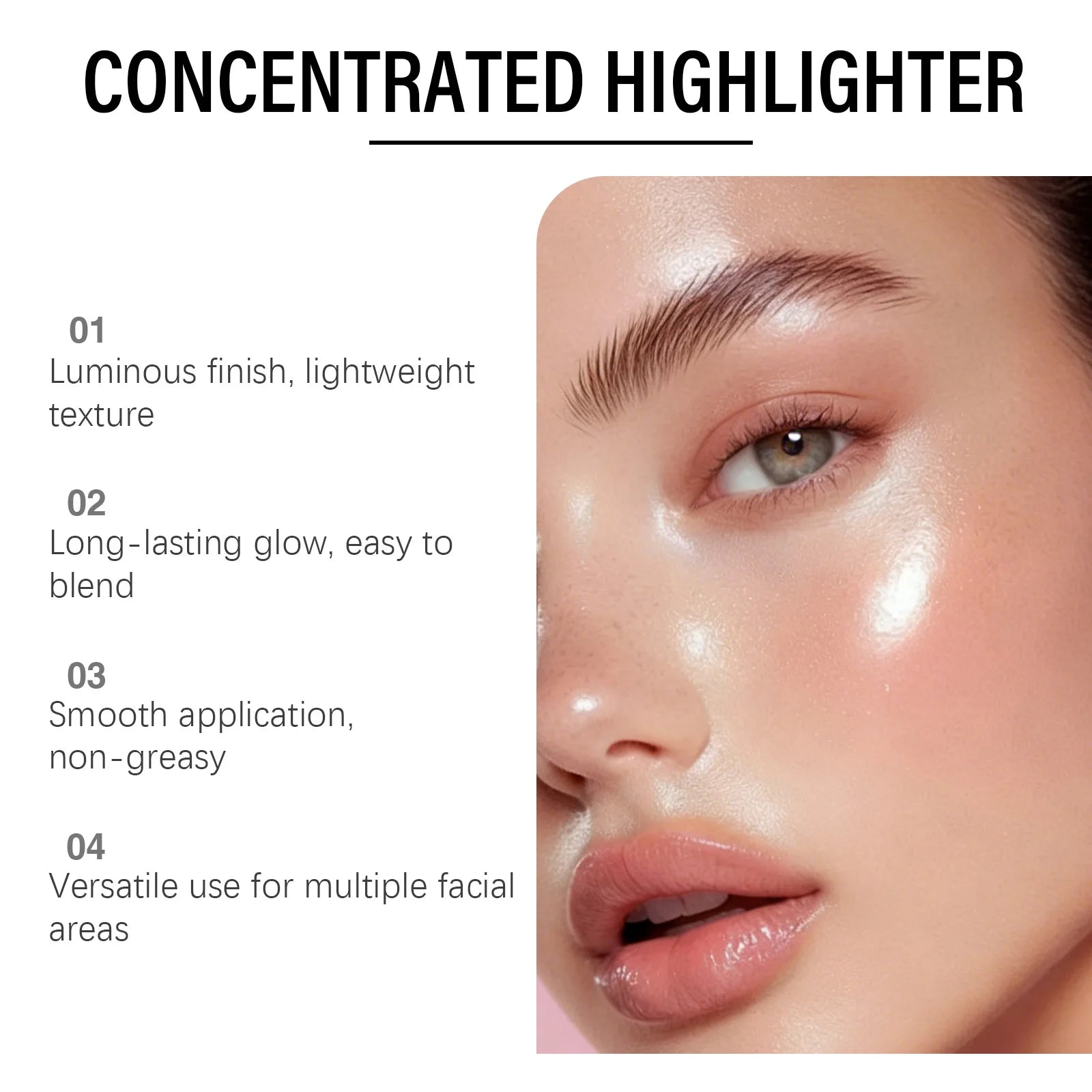 Concentrated Highlighter Liquid Enhance Skin Radiance Refined Makeup Effect Easy Application Suitable Daily Facial Makeup Zpaxo