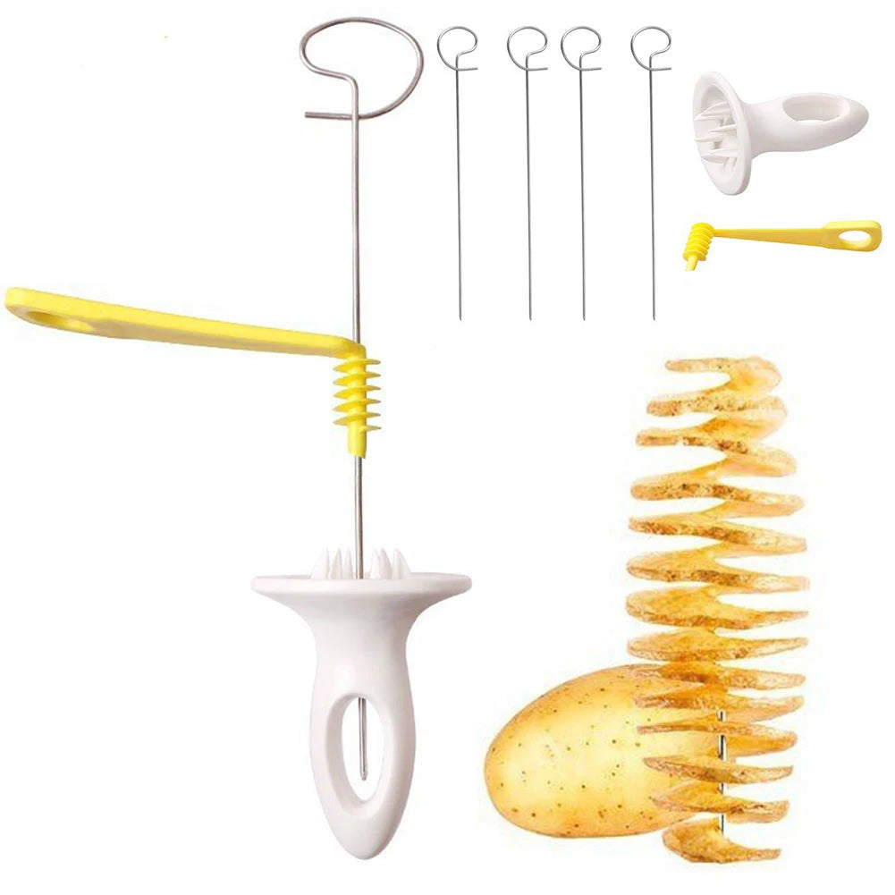 Spiral Potato Cutter 4 Stainless Steel Sticks Tornado Slicer