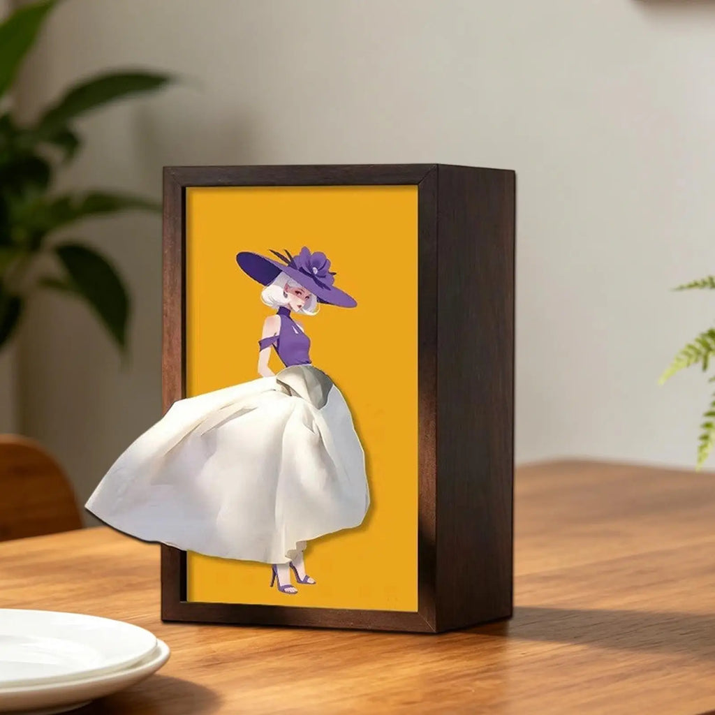 Wood Tissue Box Cover Modern Ballet Girl Pattern Dispenser Napkin