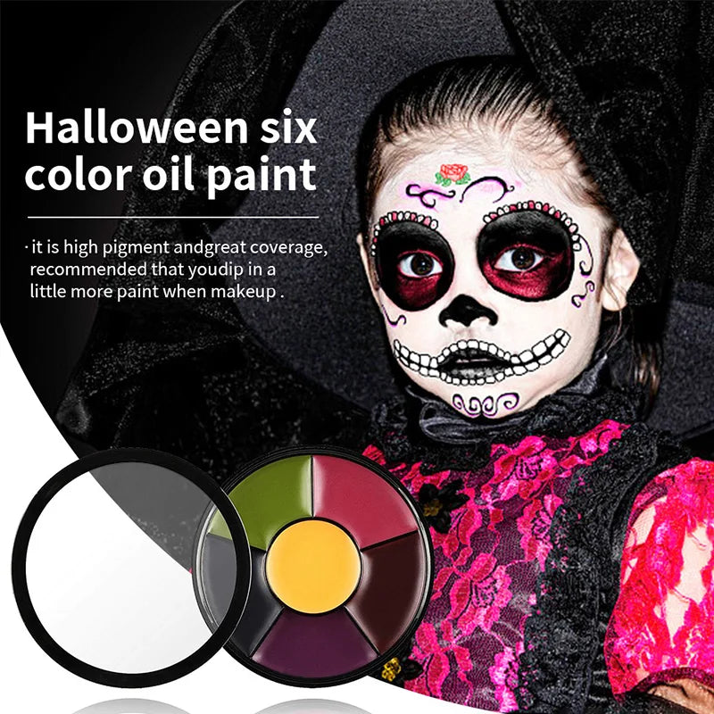 6 Oil Face Paint Palette Halloween Party Camo Body Makeup Clown SFX Zpaxo