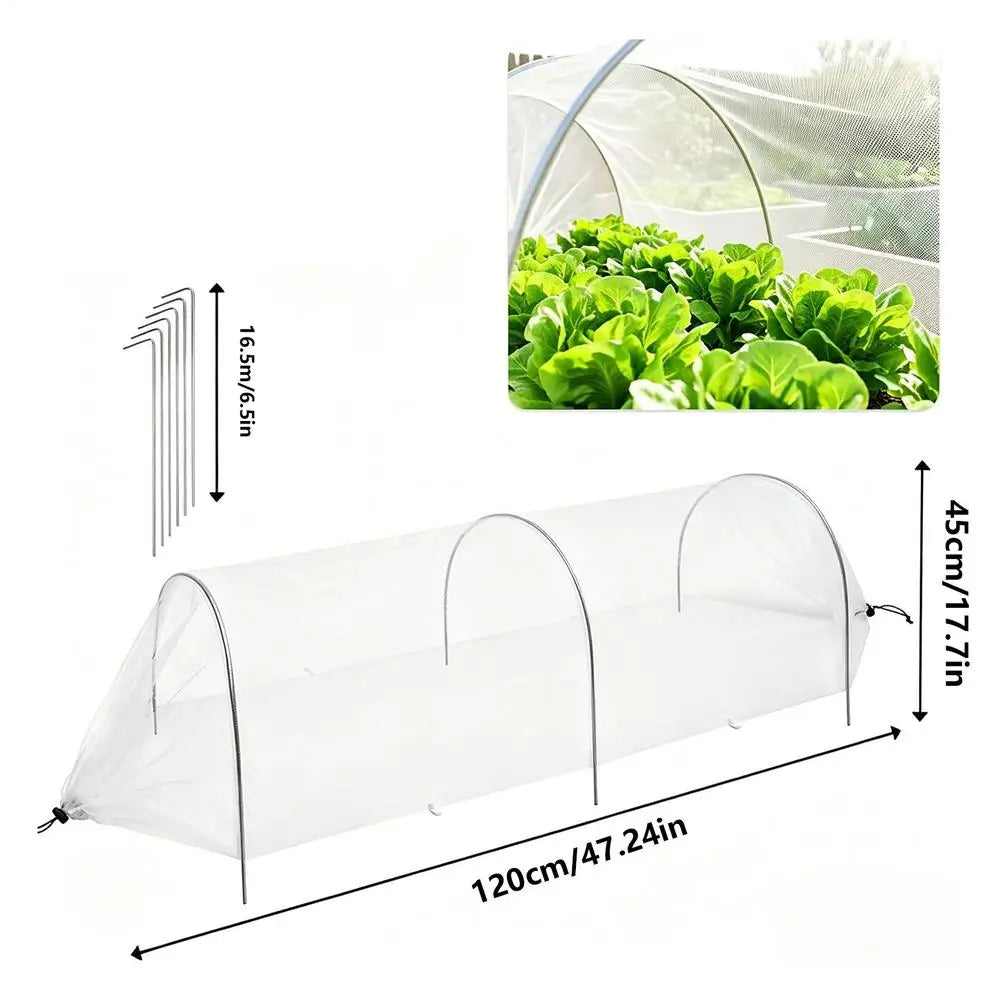 Pop-Up Garden Tunnel Net with Stakes – Plant Protection Mesh Garden Tunnel Net Zpaxo White