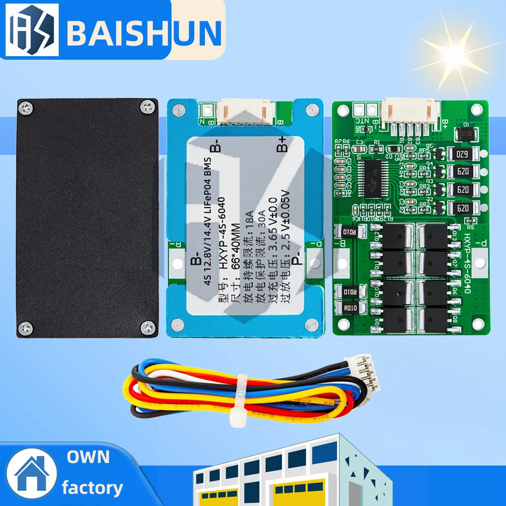 4S 3 2V 7V 18650 20A Lifepo4 Battery Balanced BMS Board Cable Zpaxo