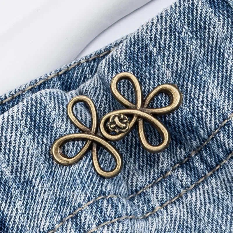 Clover Waist Button Fastener Adjustable Metal Jeans Buttons Zpaxo Copper 5pcs