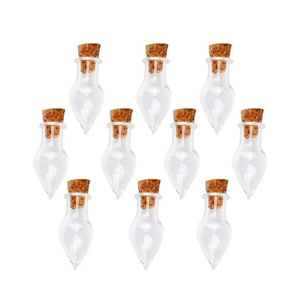 Transparent Mini Glass Wish Bottles Cork Plug Teardrop Shape Handmade
