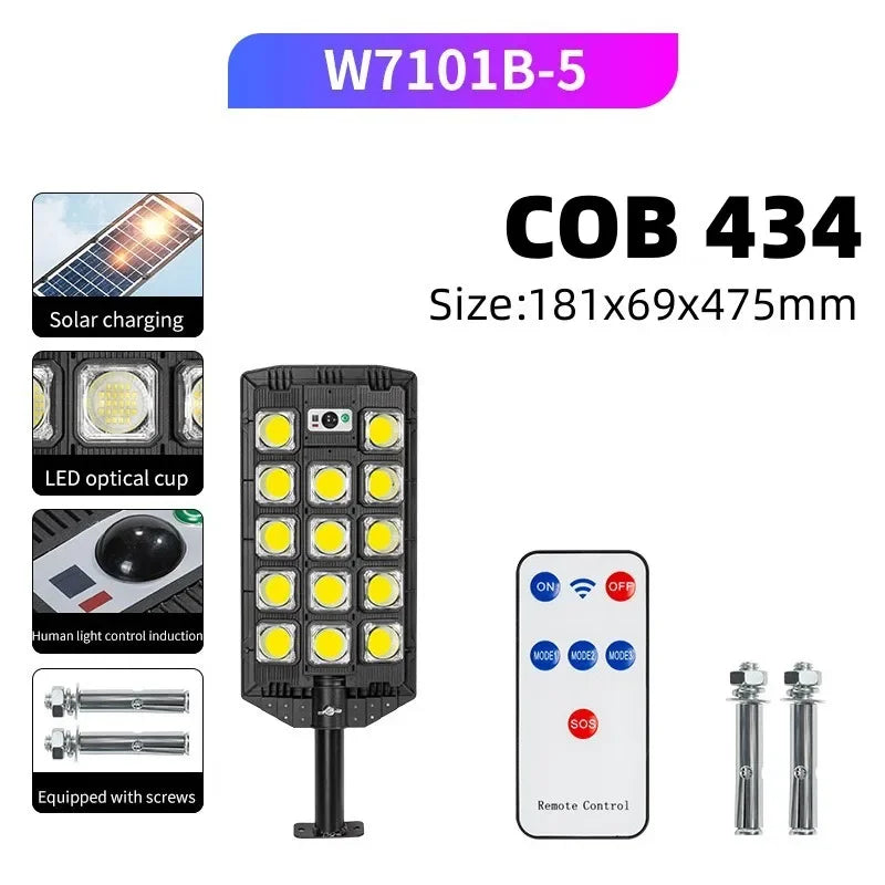 Solar Power Street Light Motion Sensor LED Solar Led Outdoor Lighting 3 Mode Lighting IP66 Waterproof COB Security Lamp for Yard Zpaxo B3-434COB China Mainland