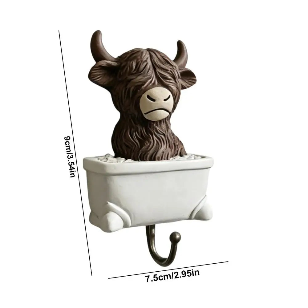 Towel Hooks Bathrooms Funny Resin Cow Figurines Bathroom Wall Hanger