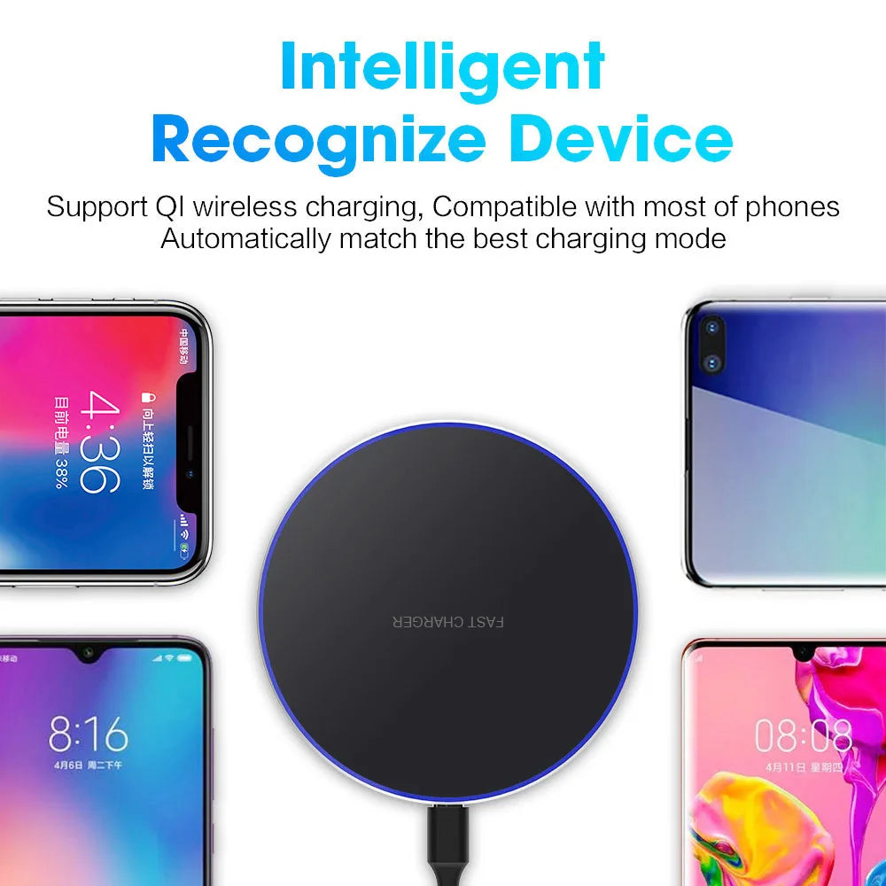 Mini LED Wireless Charger Pad Desktop Charging Iphone Samsung Xiaomi Zpaxo