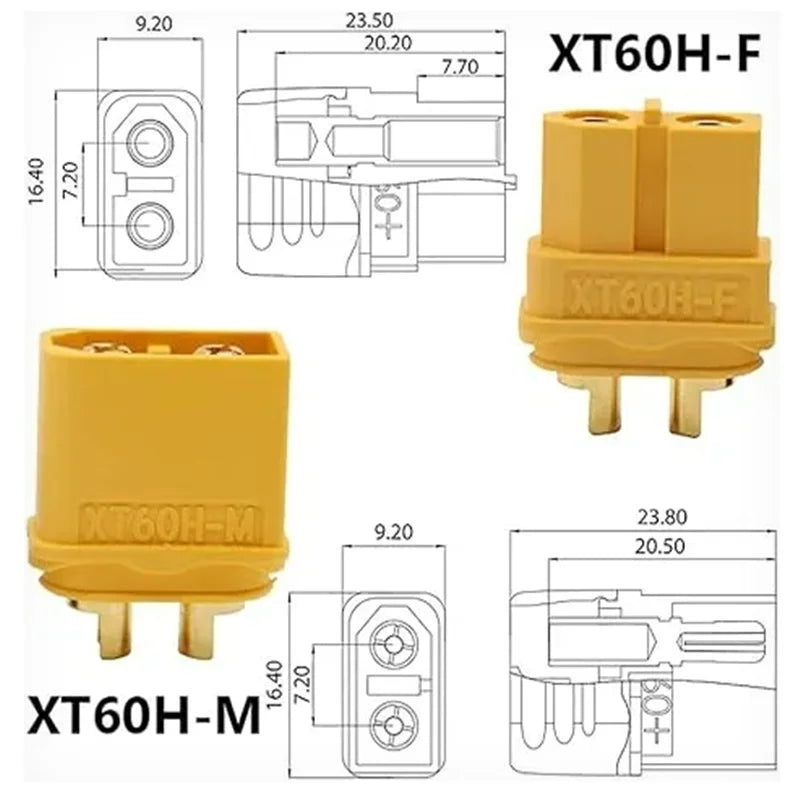XT60H plug 3.5mm gold-plated plug, T-plug connector Brand new original Amass with protective cover, model airplane Zpaxo