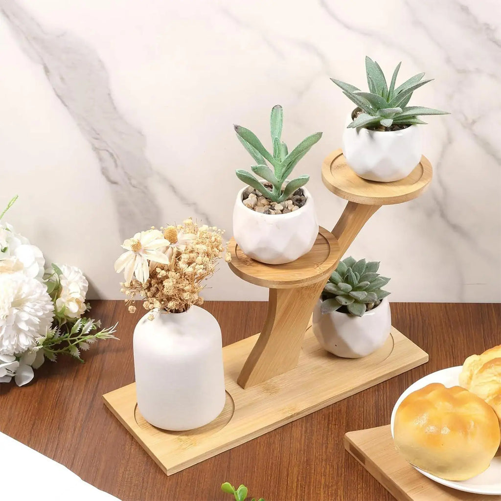 Small Plant Stand Wooden Multi-tier Storage Display Aesthetic Holders
