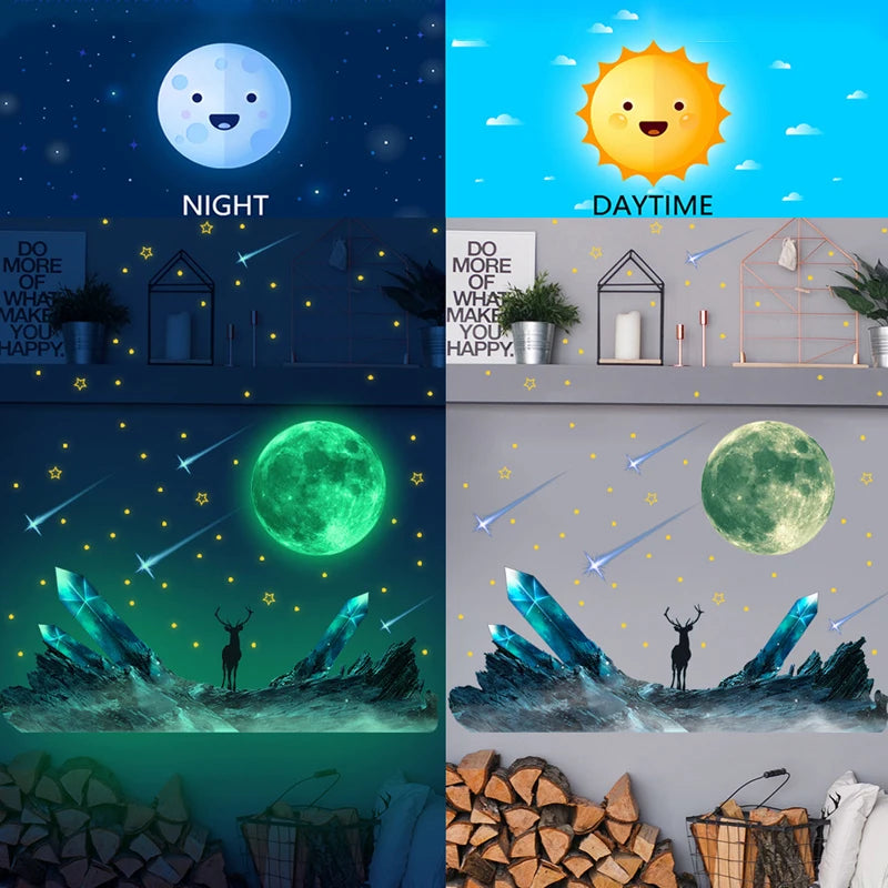 Astronaut Luminous Wall Stickers Stars Moon Self-adhesive Wallpaper